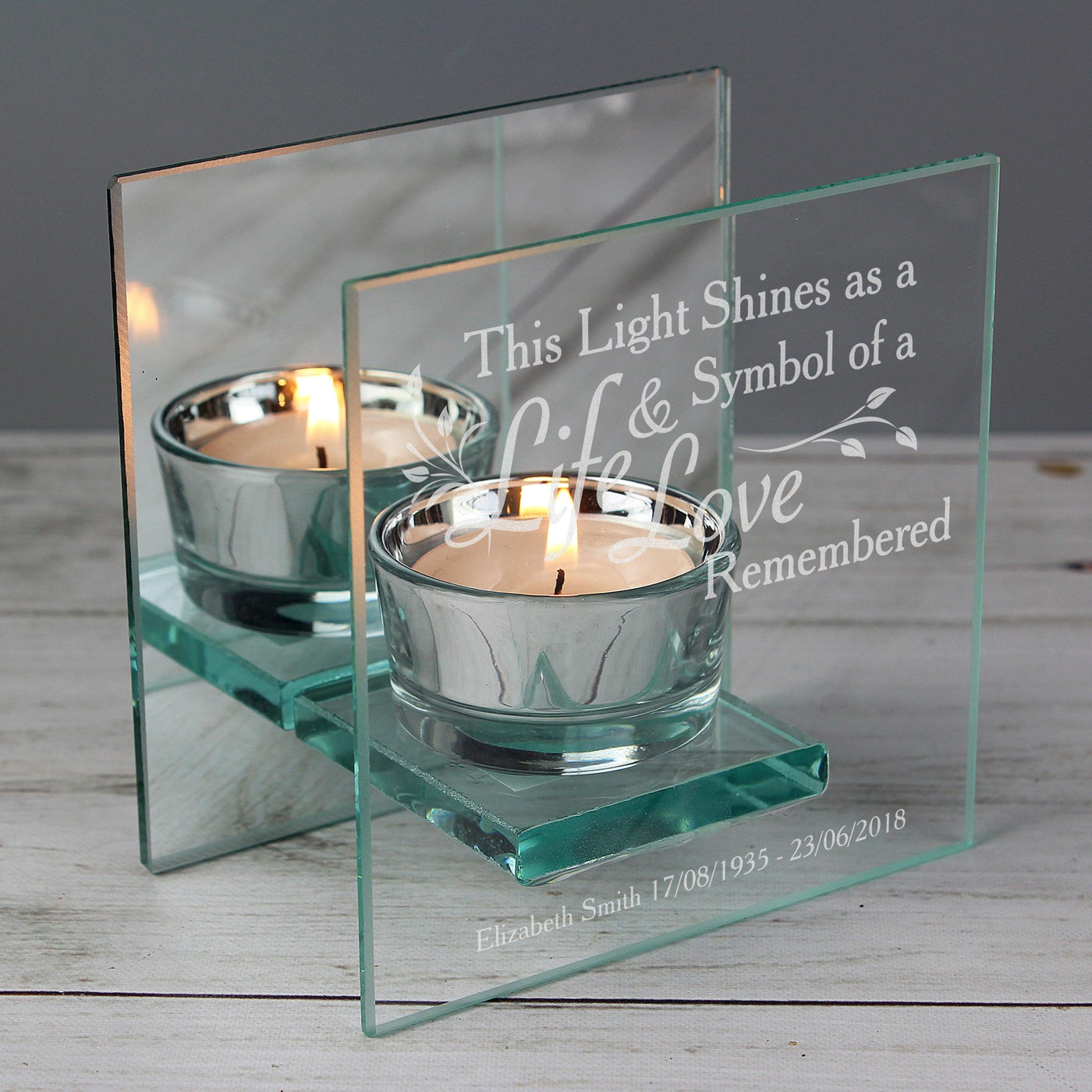 Personalised Life & Love Mirrored Glass Tea Light Candle Holder - Shop Personalised Gifts