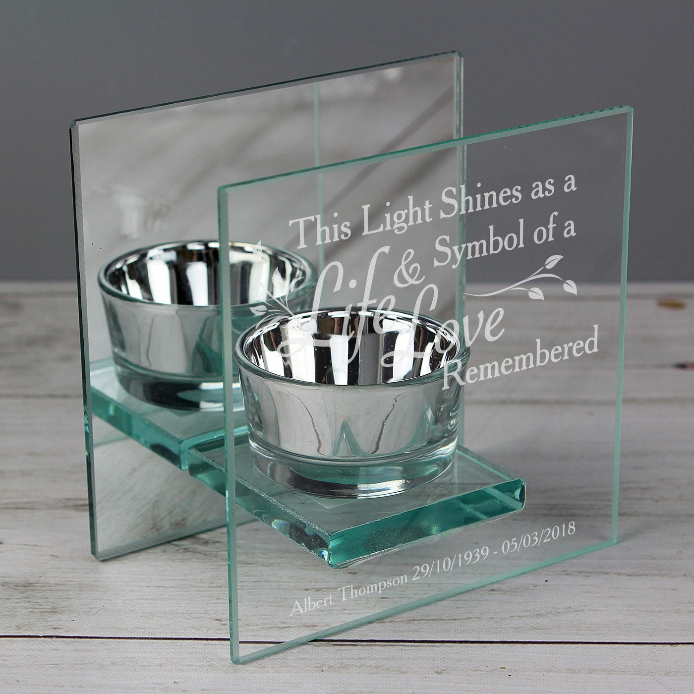 Personalised Life & Love Mirrored Glass Tea Light Candle Holder - Shop Personalised Gifts