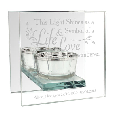 Personalised Life & Love Mirrored Glass Tea Light Candle Holder - Shop Personalised Gifts