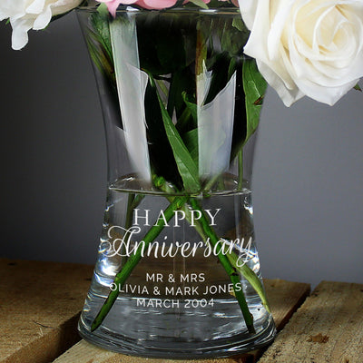 Personalised 'Happy Anniversary' Glass Vase - Shop Personalised Gifts