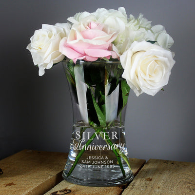 Personalised 'Silver Anniversary' Glass Vase - Shop Personalised Gifts