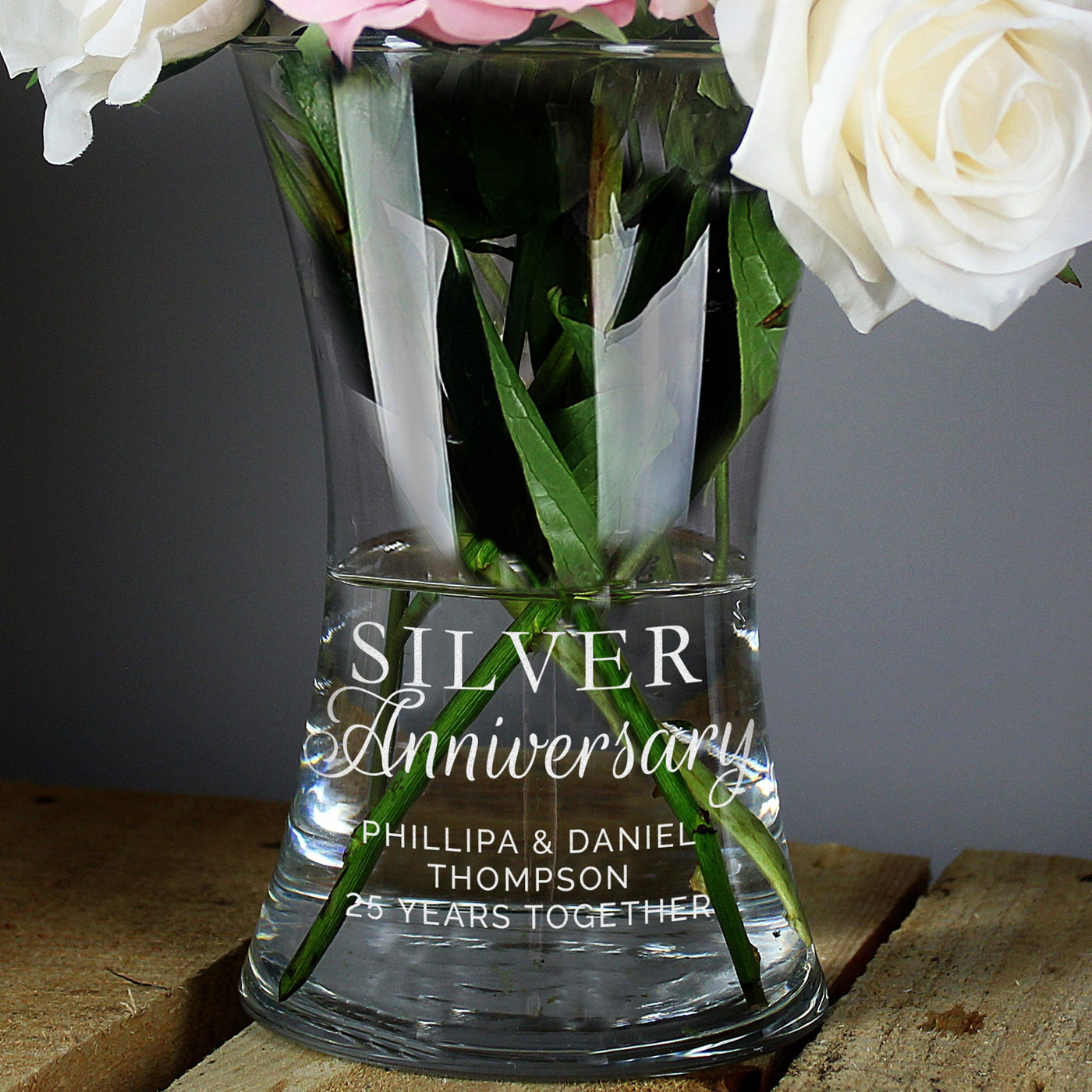 Personalised 'Silver Anniversary' Glass Vase - Shop Personalised Gifts