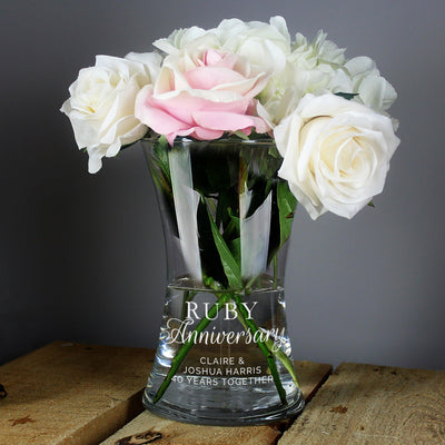 Personalised 'Ruby Anniversary' Glass Vase - Shop Personalised Gifts