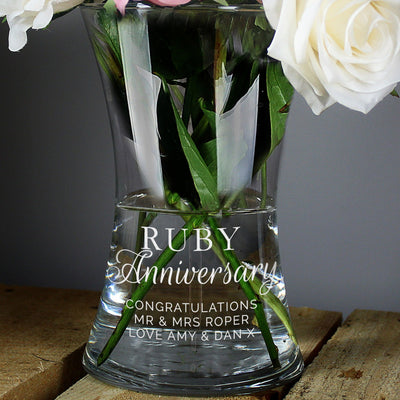 Personalised 'Ruby Anniversary' Glass Vase - Shop Personalised Gifts