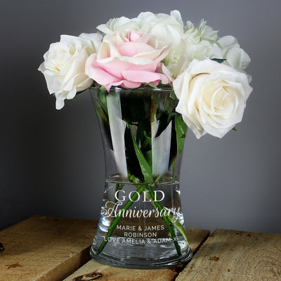 Personalised 'Gold Anniversary' Glass Vase - Shop Personalised Gifts