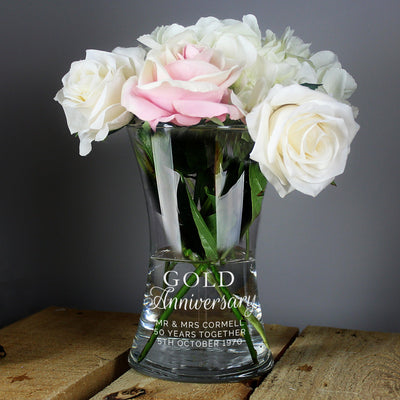 Personalised 'Gold Anniversary' Glass Vase - Shop Personalised Gifts