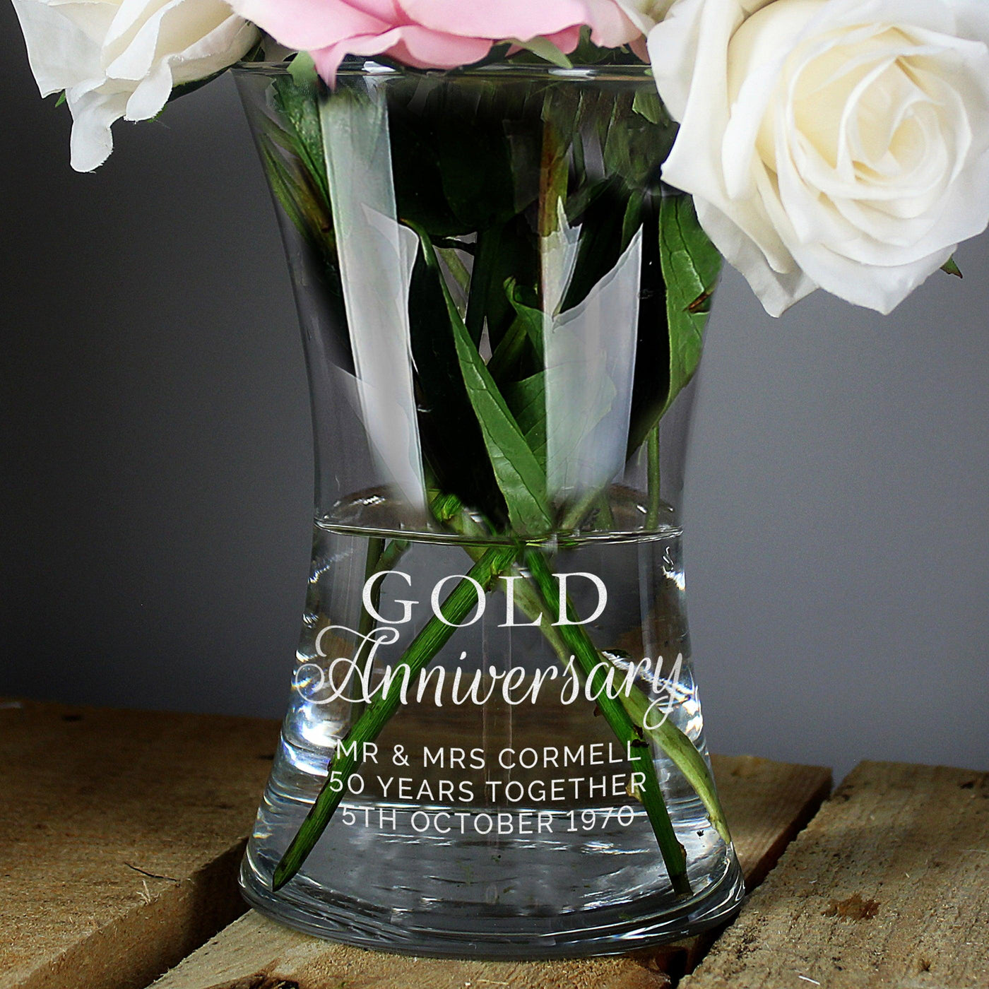 Personalised 'Gold Anniversary' Glass Vase - Shop Personalised Gifts