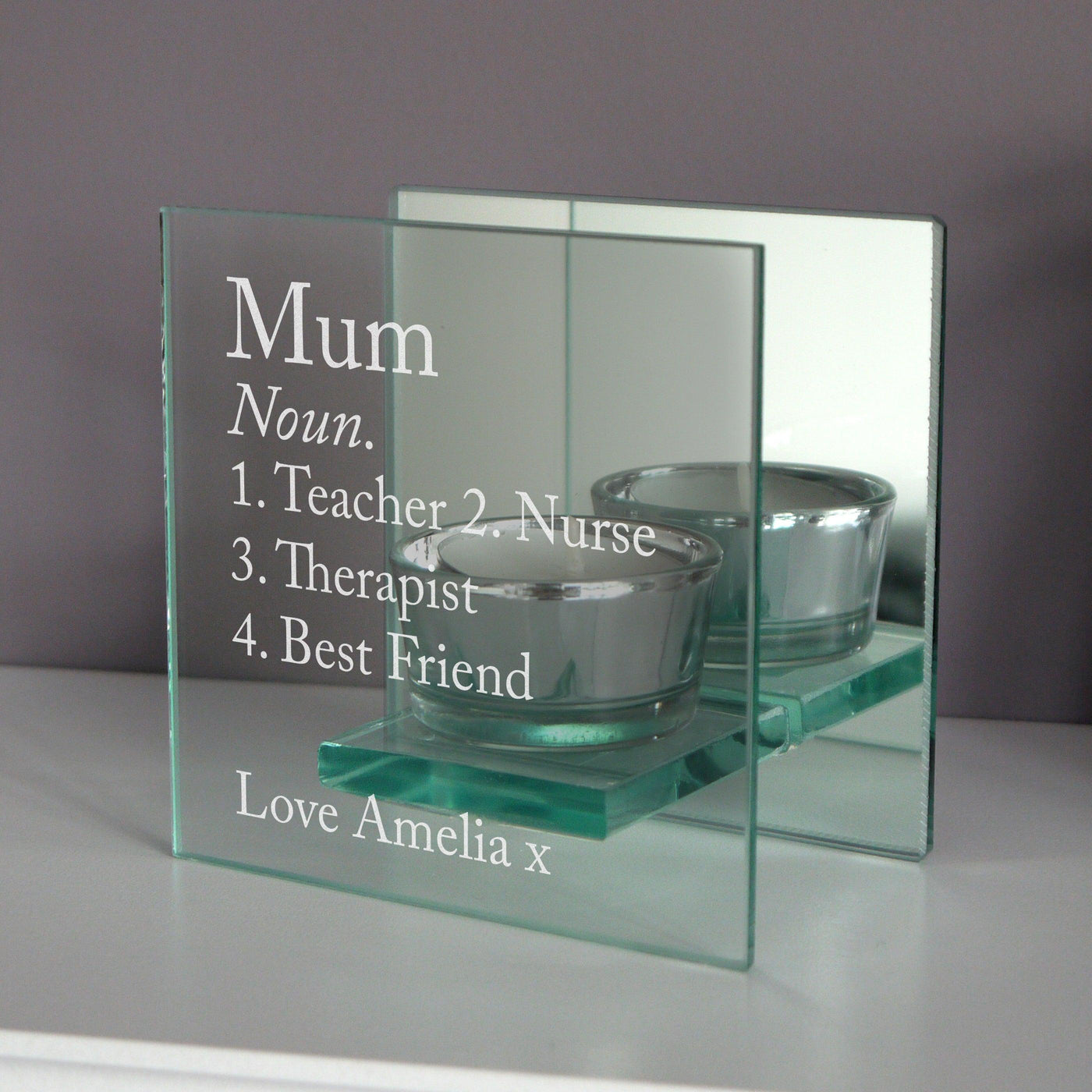 Personalised Definition Mirrored Glass Tea Light Candle Holder - Shop Personalised Gifts