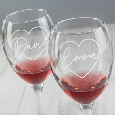 Personalised Heart Name Wine Glass Set - Shop Personalised Gifts