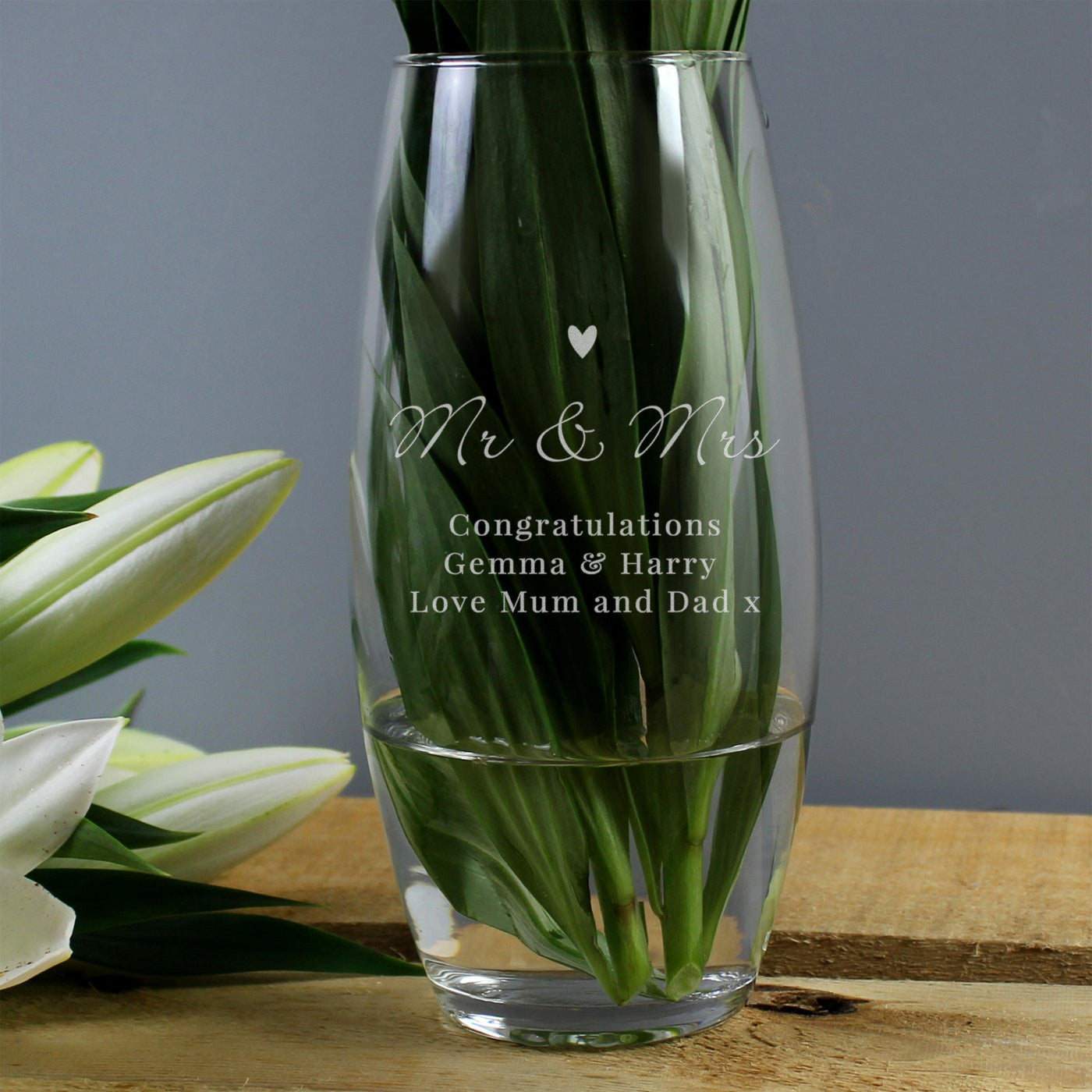 Personalised Love Heart Glass Bullet Vase - Shop Personalised Gifts
