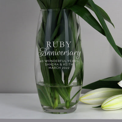 Personalised 'Ruby Anniversary' Glass Bullet Vase - Shop Personalised Gifts