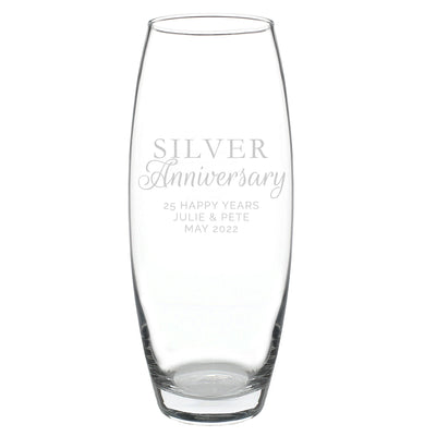 Personalised 'Silver Anniversary' Glass Bullet Vase - Shop Personalised Gifts