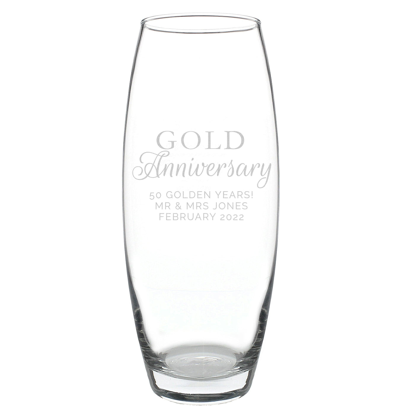 Personalised 'Gold Anniversary' Glass Bullet Vase - Shop Personalised Gifts
