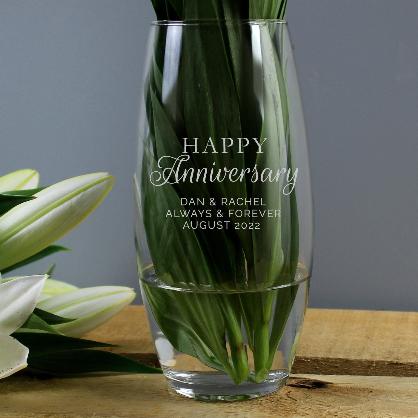 Personalised 'Happy Anniversary' Glass Bullet Vase - Shop Personalised Gifts