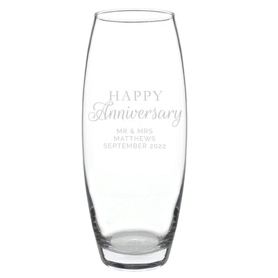 Personalised 'Happy Anniversary' Glass Bullet Vase - Shop Personalised Gifts