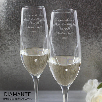 Personalised Hand Cut Heart Pair of Flutes with Gift Box - Shop Personalised Gifts