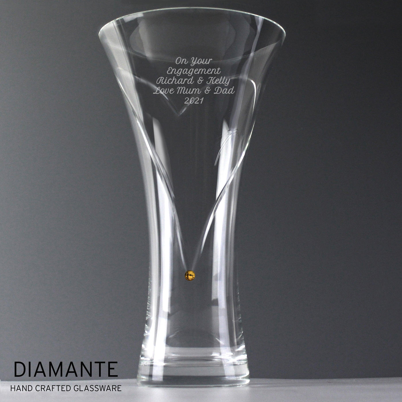 Personalised Large Hand Cut Gold Diamante Heart Vase - Shop Personalised Gifts