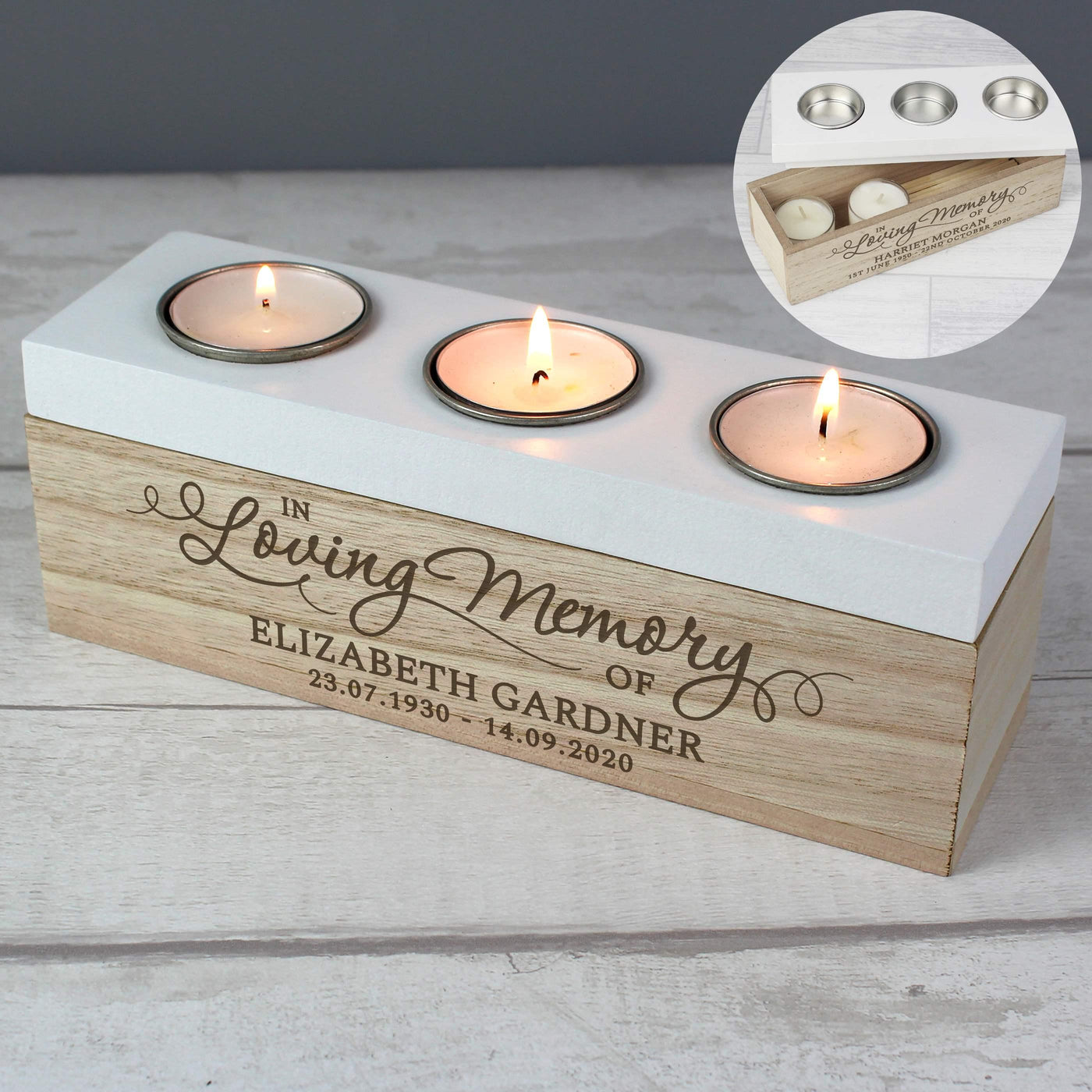 Personalised In Loving Memory Triple Tea Light Box - Shop Personalised Gifts