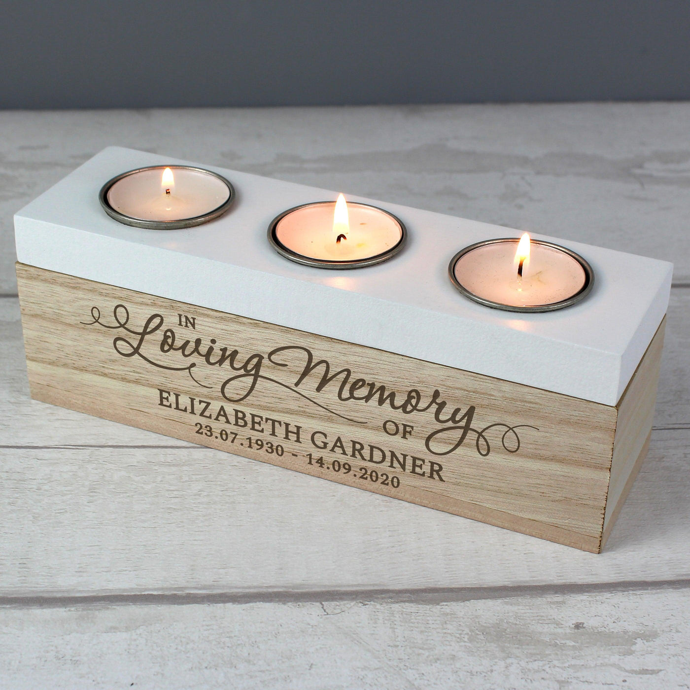 Personalised In Loving Memory Triple Tea Light Box - Shop Personalised Gifts