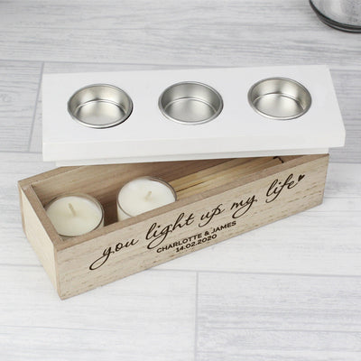 Personalised You Light Up My Life Triple Tea Light Box - Shop Personalised Gifts