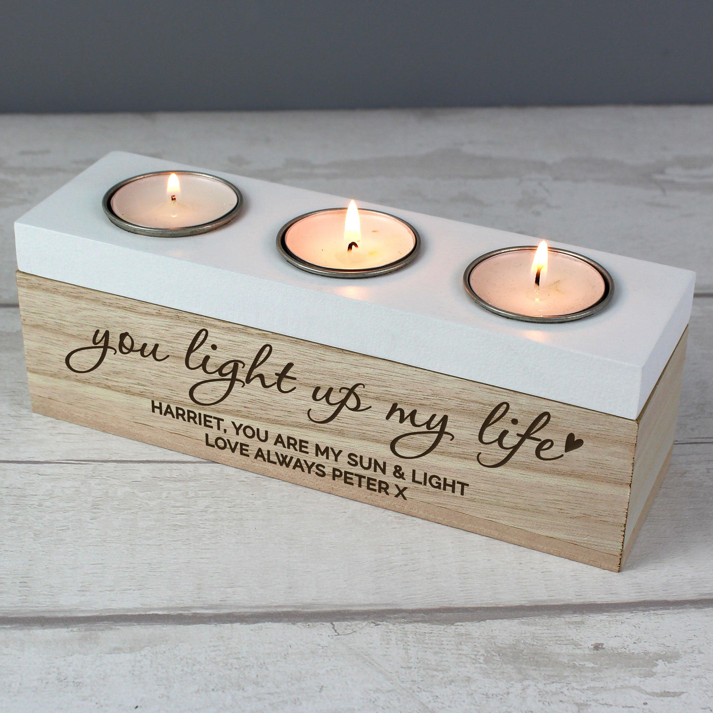 Personalised You Light Up My Life Triple Tea Light Box - Shop Personalised Gifts