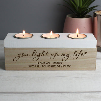 Personalised You Light Up My Life Triple Tea Light Box - Shop Personalised Gifts