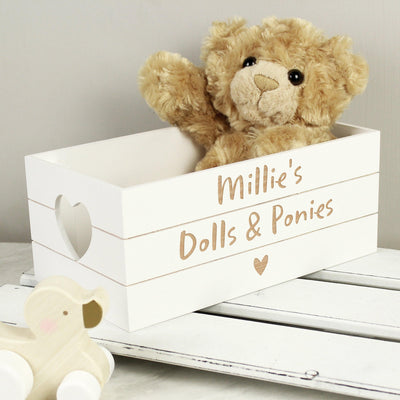 Personalised Free Text Heart White Wooden Crate - Shop Personalised Gifts