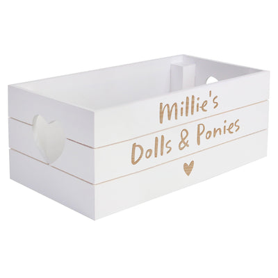 Personalised Free Text Heart White Wooden Crate - Shop Personalised Gifts