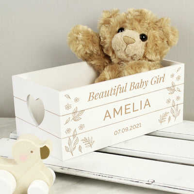 Personalised Free Text White Wooden Crate - Shop Personalised Gifts