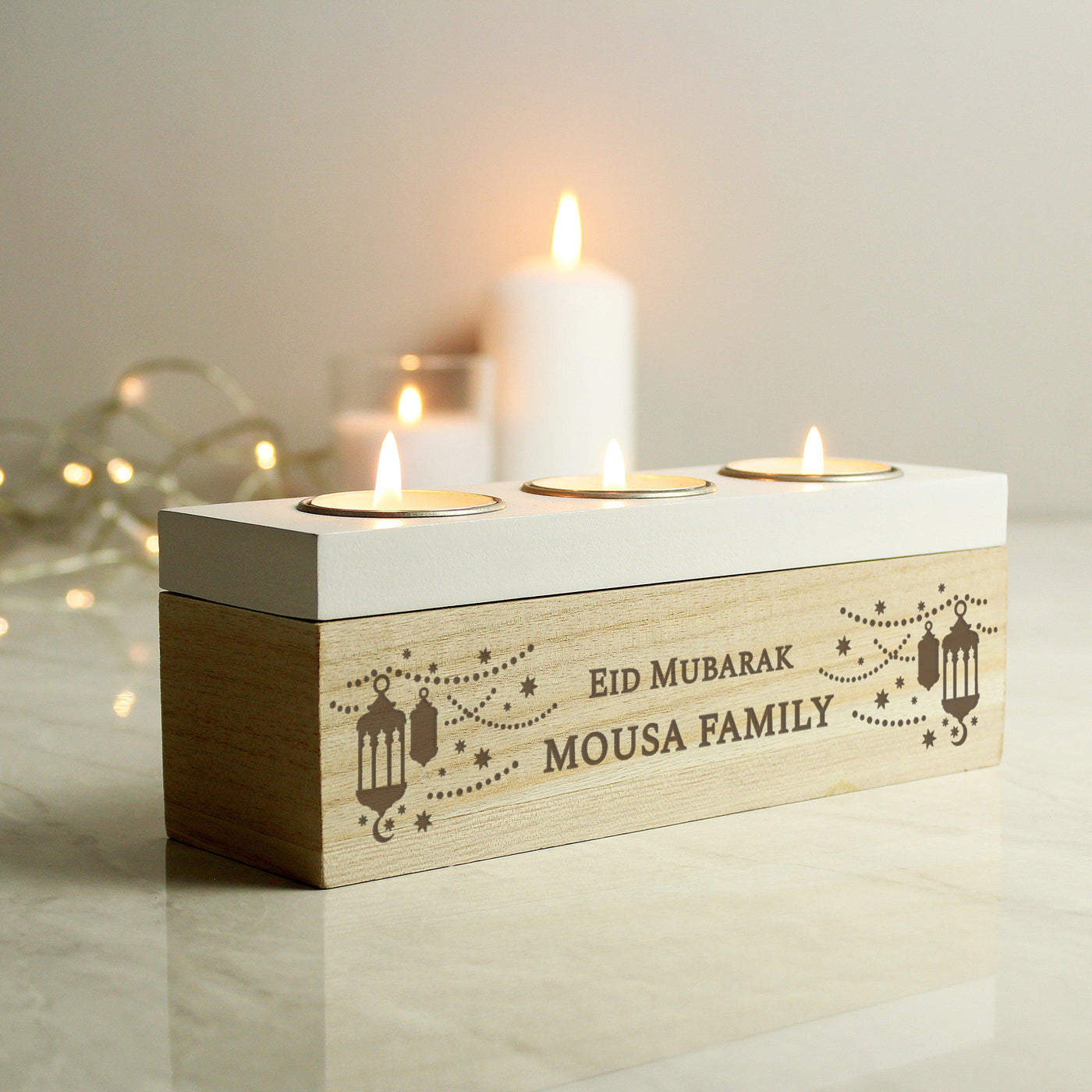 Personalised Eid Triple Tea Light Box - Shop Personalised Gifts