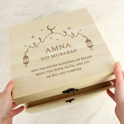 Personalised Eid Large Wooden Keepsake Box - Shop Personalised Gifts