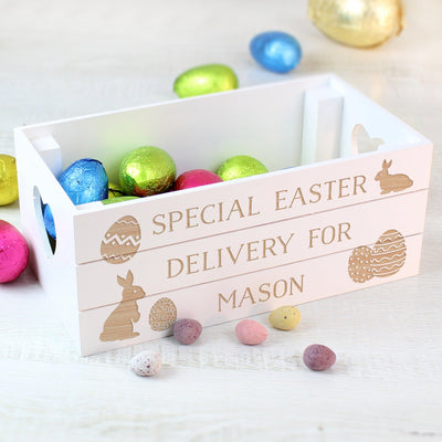 Personalised Easter Bunny White Wooden Crate - Shop Personalised Gifts
