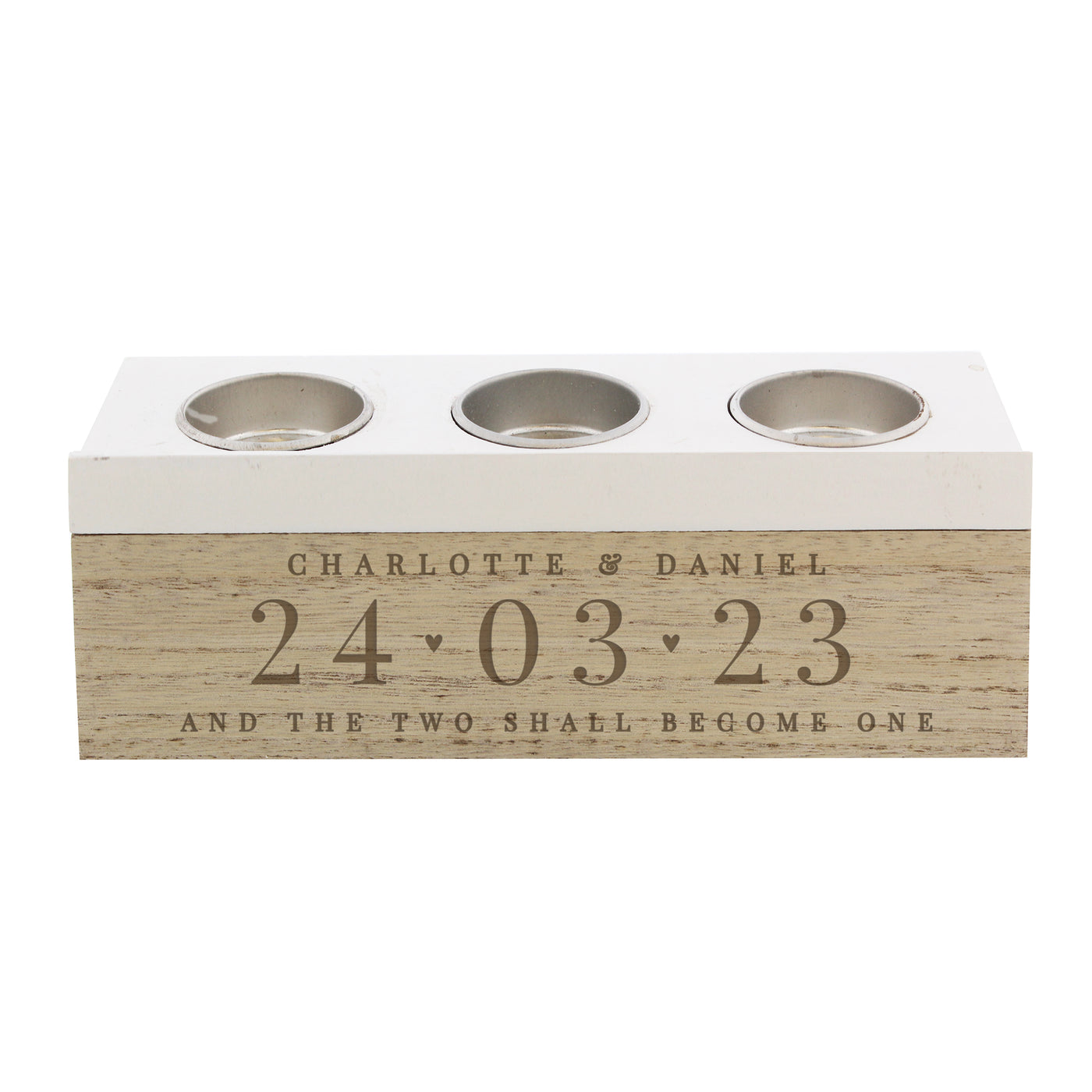 Personalised Large Date Triple Tea Light Box