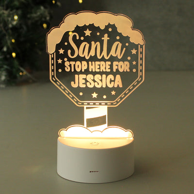 Personalised Santa Stop Here Colour Changing LED Night Light