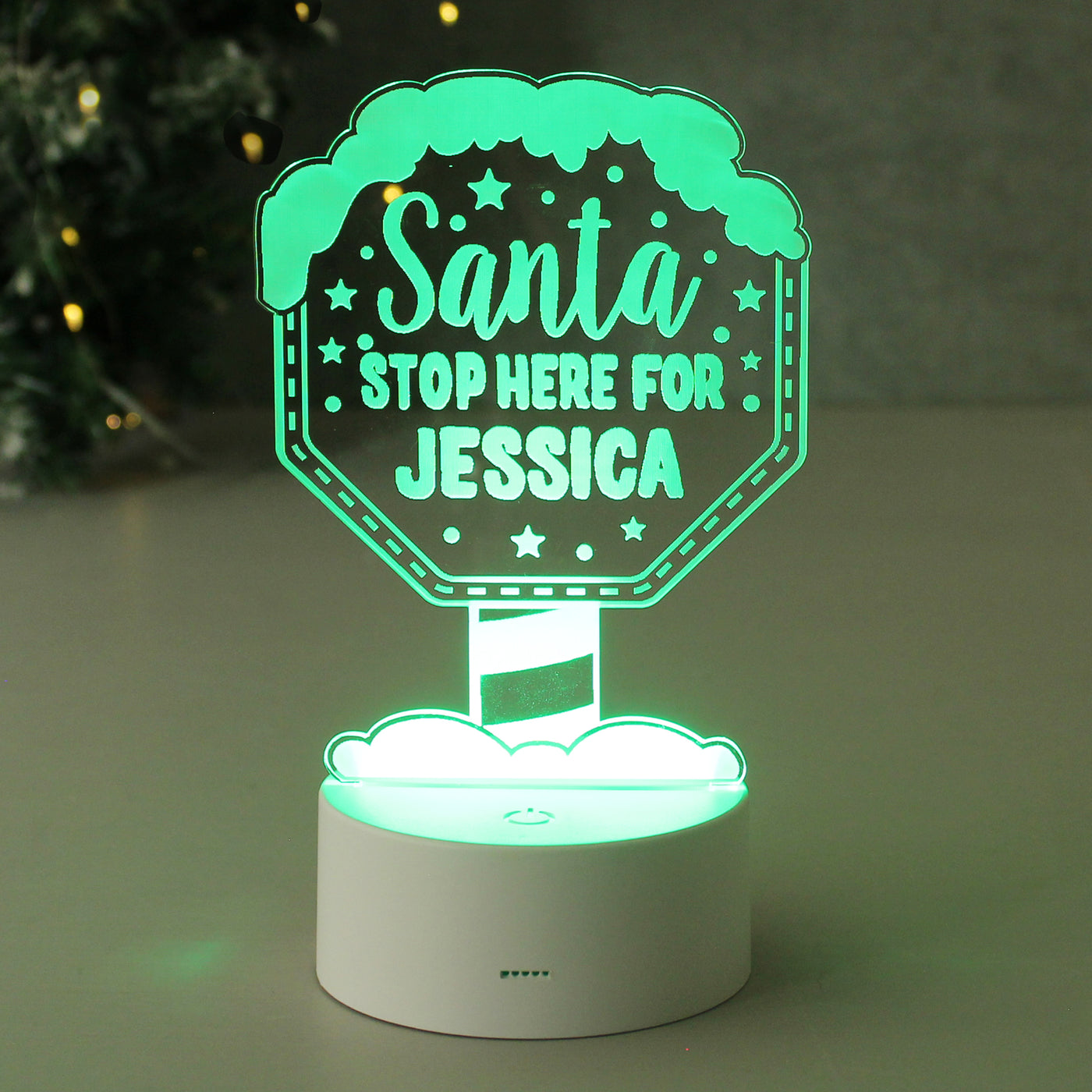 Personalised Santa Stop Here Colour Changing LED Night Light