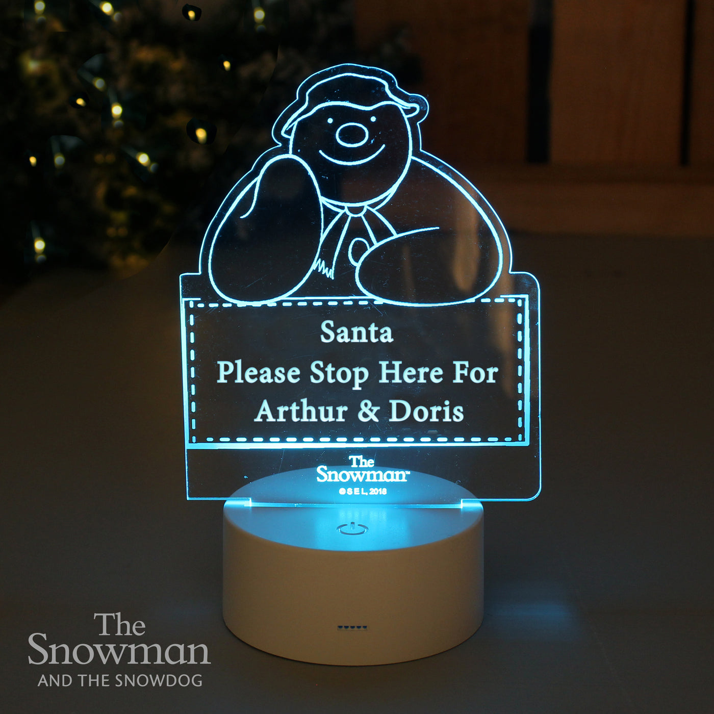 Personalised The Snowman and The Snowdog Colour Changing Decoration & LED Night Light