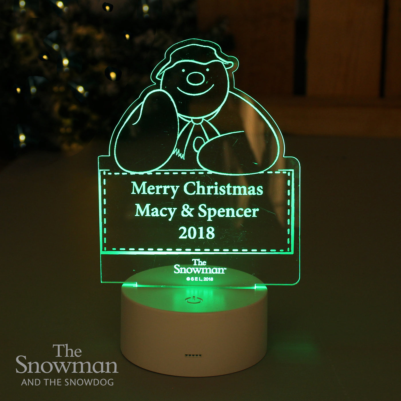 Personalised The Snowman and The Snowdog Colour Changing Decoration & LED Night Light