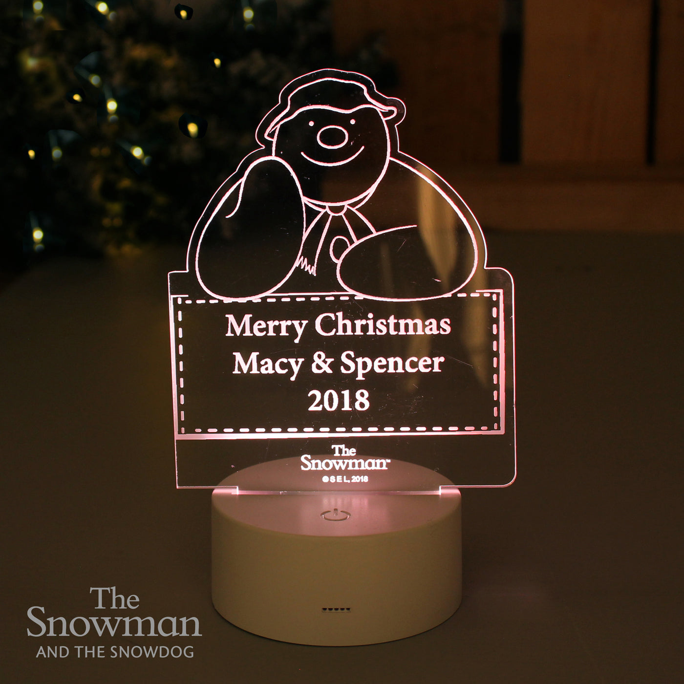 Personalised The Snowman and The Snowdog Colour Changing Decoration & LED Night Light