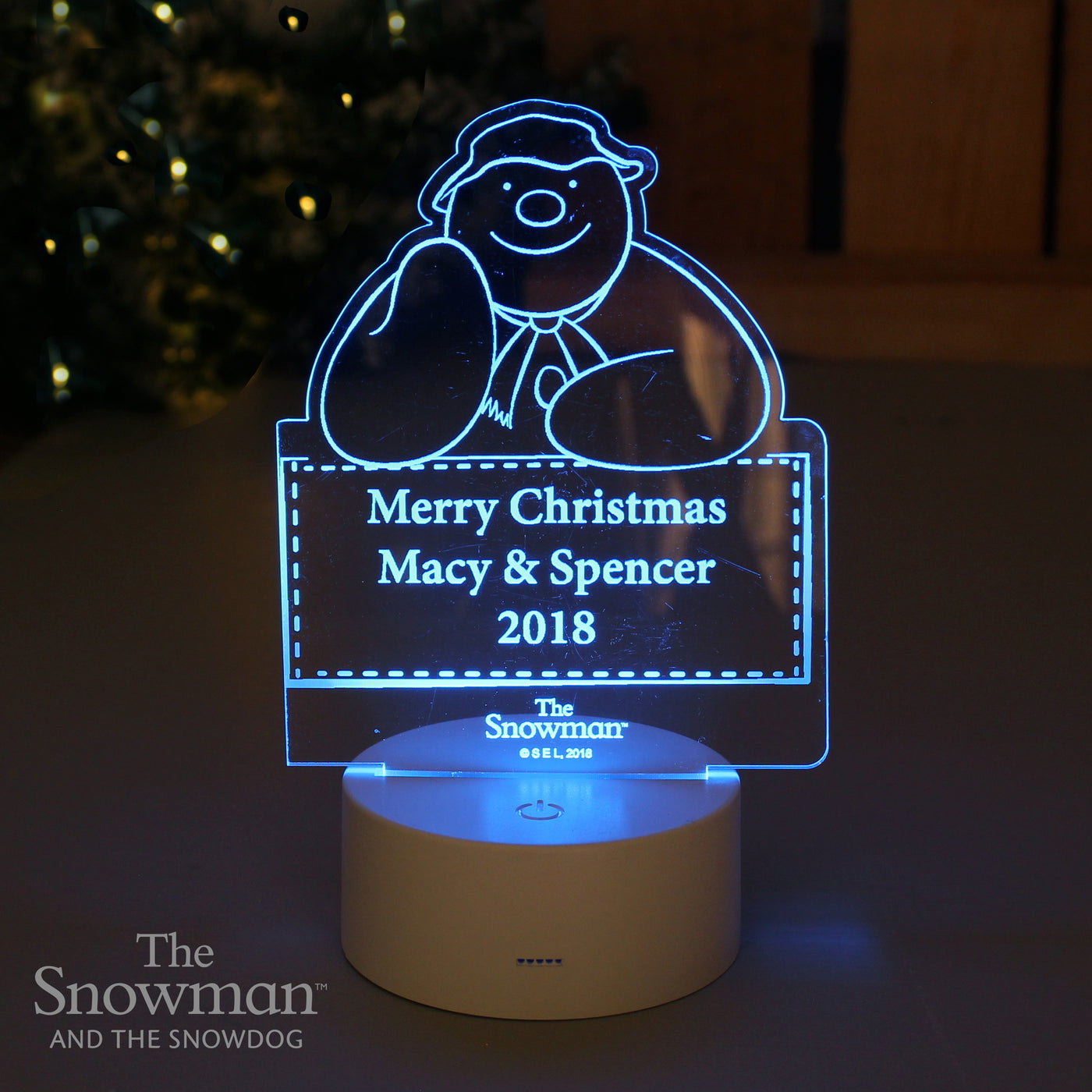 Personalised The Snowman and The Snowdog Colour Changing Decoration & LED Night Light