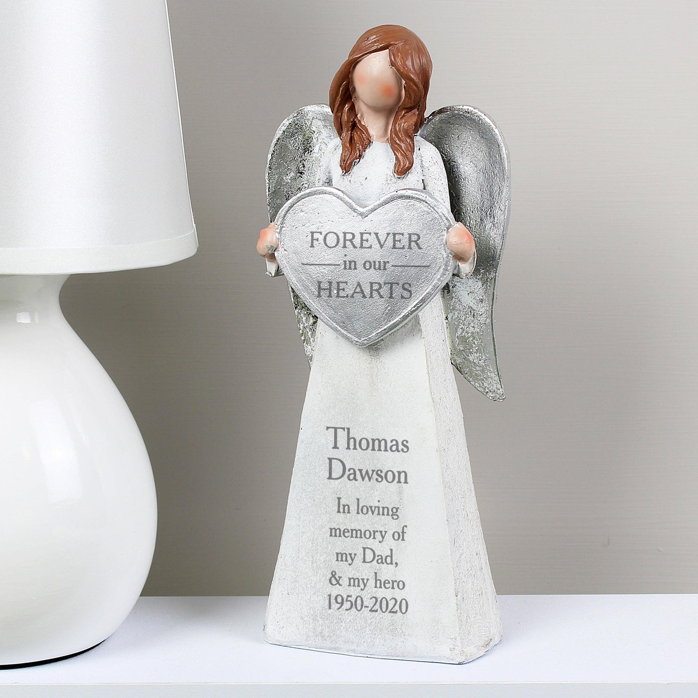 Personalised Forever In Our Hearts Memorial Resin Angel Ornament - Shop Personalised Gifts