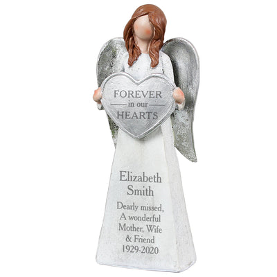 Personalised Forever In Our Hearts Memorial Resin Angel Ornament - Shop Personalised Gifts