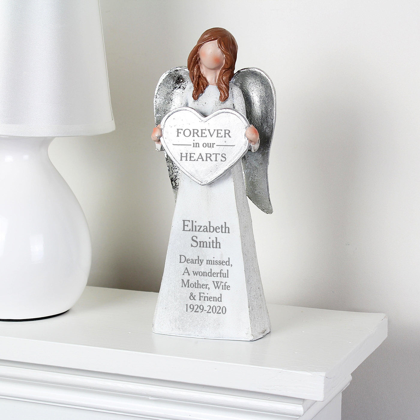 Personalised Forever In Our Hearts Memorial Resin Angel Ornament - Shop Personalised Gifts