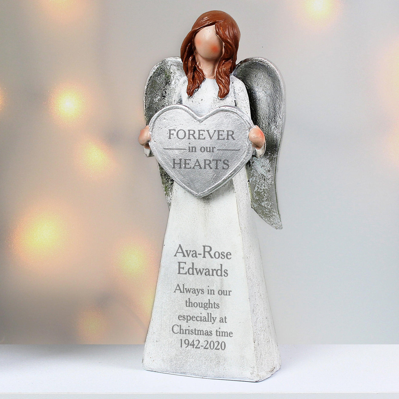 Personalised Forever In Our Hearts Memorial Resin Angel Ornament - Shop Personalised Gifts