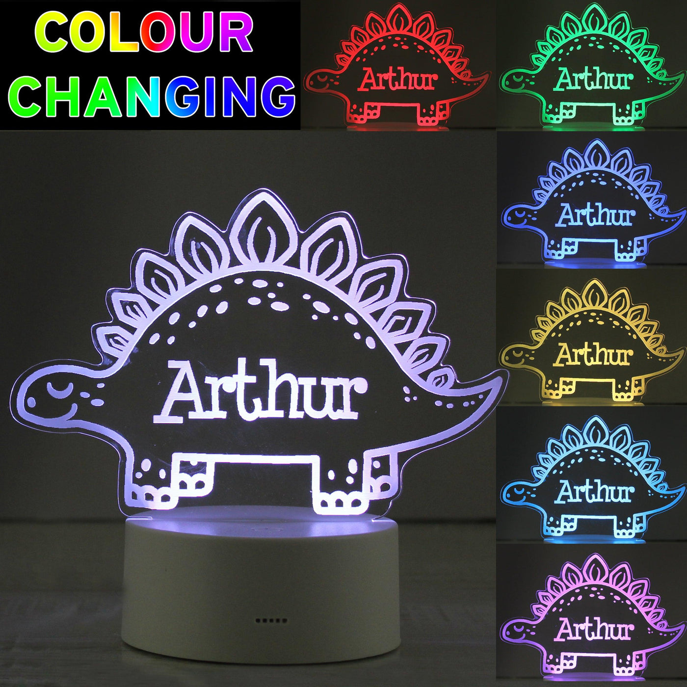 Personalised Dinosaur LED Colour Changing Night Light - Shop Personalised Gifts
