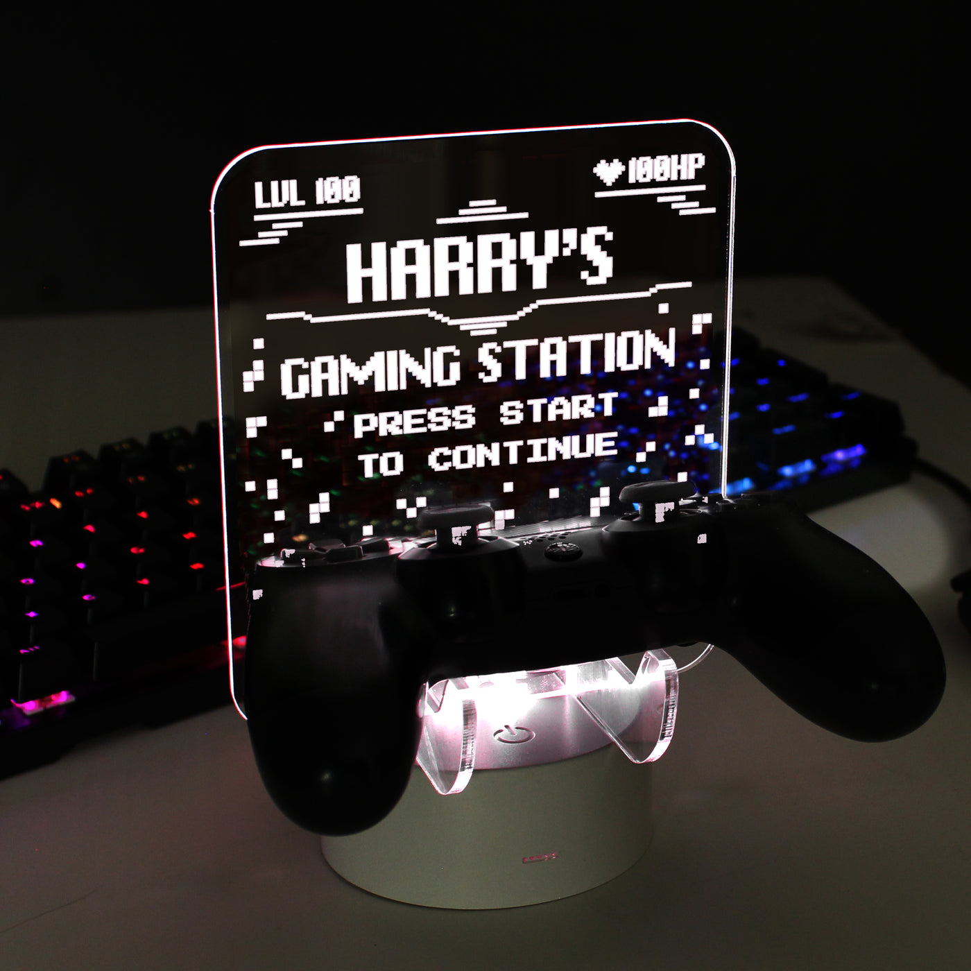 Personalised Gaming Controller Holder LED Colour Changing Night Light