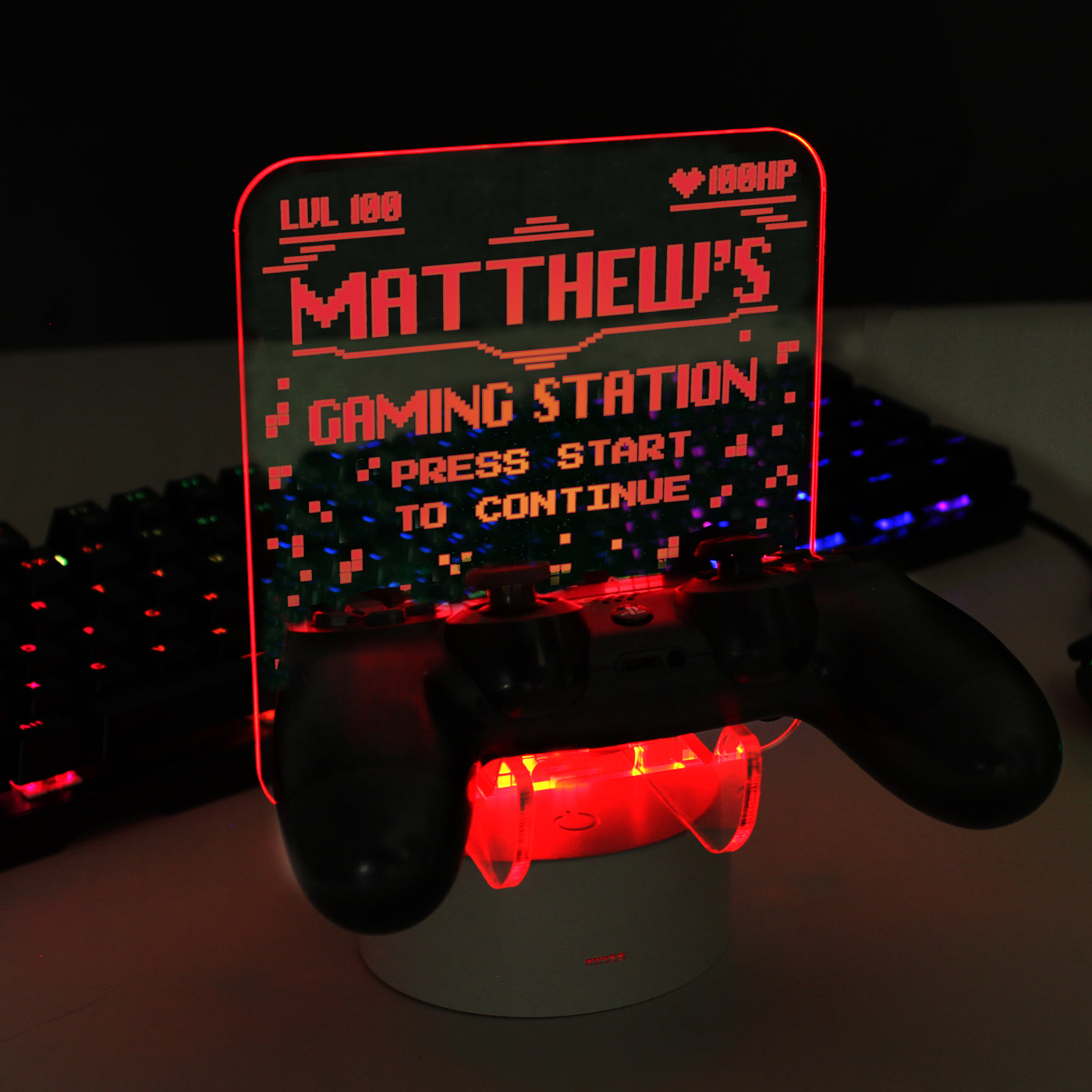 Personalised Gaming Controller Holder LED Colour Changing Night Light