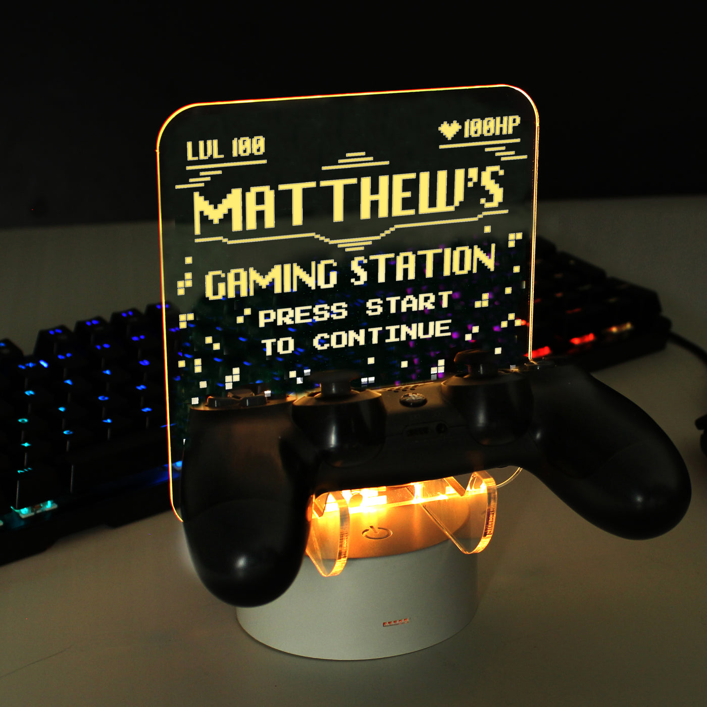 Personalised Gaming Controller Holder LED Colour Changing Night Light