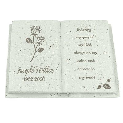 Personalised Rose Resin Memorial Book - Shop Personalised Gifts