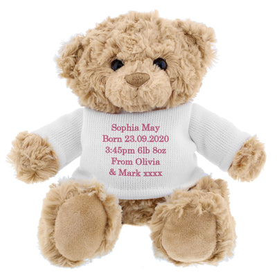 Personalised Message Teddy Bear - Pink - Shop Personalised Gifts