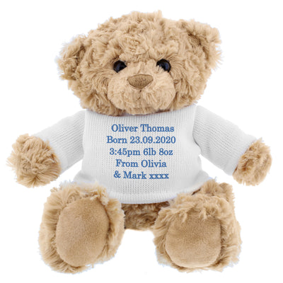 Personalised Message Teddy Bear - Blue - Shop Personalised Gifts